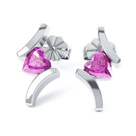 Combinations Pink Sapphire Heart 18ct White Gold Earrings