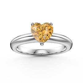 Unity 1ct Heart Citrine Solitaire 9ct White Gold Proposal Ring