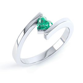 Combinations Emerald Heart Stacking Silver Ring