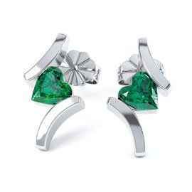 Combinations Emerald Heart Rhodium plated Silver Earrings