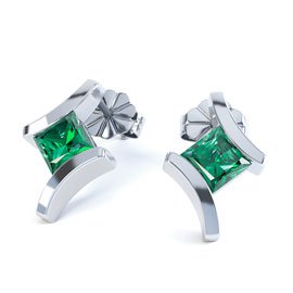 Combinations Emerald Square 18ct White Gold Earrings