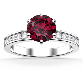 Unity 1ct Ruby Lab Diamond Platinum Channel Set Engagement Ring