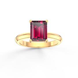 Unity 2ct Ruby Emerald Cut Solitaire 18ct Yellow Gold Engagement Ring