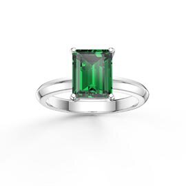 Unity 2ct Emerald Cut Emerald Solitaire 18ct White Gold Engagement Ring