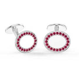 Signature Ruby Platinum plated Silver Oval Cufflinks