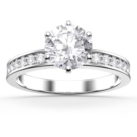 Unity 1ct Moissanite Platinum plated Silver Channel Promise Ring