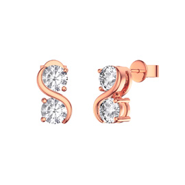 Infinity Moissanite 18ct Rose Gold Vermeil S Bar Stud Earrings