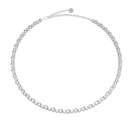 Infinity 20ct White Sapphire Platinum Plated Silver S Bar Tennis Necklace