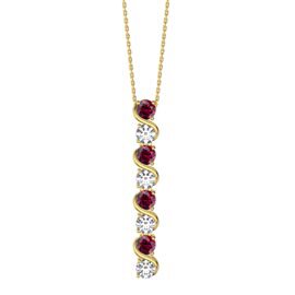 Infinity Ruby and White Sapphire 18ct Gold Vermeil S Bar Pendant Necklace