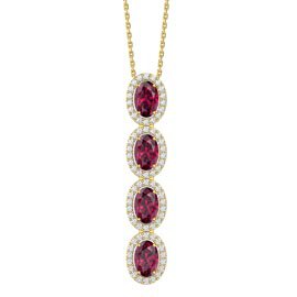 Eternity 2ct Ruby Oval Halo 18ct Gold Vermeil Drop Pendant