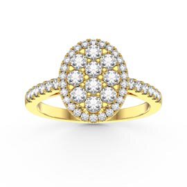 Stardust Lab Diamond Oval Halo 9ct Yellow Gold Engagement Ring