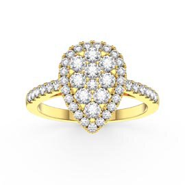 Stardust Lab Diamond Pear Halo 18ct Yellow Gold Engagement Ring