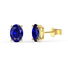 Eternity 1.5ct Oval Sapphire 18ct Gold Vermeil Stud Earrings