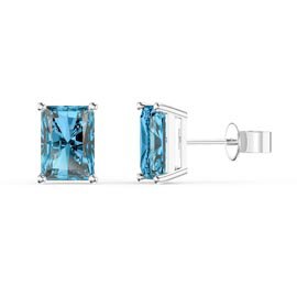 thumbnail image 2 of .925 Sterling Silver Oval Simulated Blue Topaz Stud Earrings (2.00 CTTW) 2 of 6