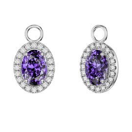Eternity 1.5ct Amethyst Oval Halo Platinum plated Silver Interchangeable Earring Drops