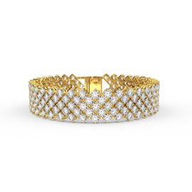 Eternity 16ct Lab Diamond Five Row 9ct Yellow Gold Tennis Bracelet