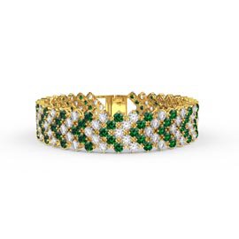 Eternity Five Row 16ct Emerald and Lab Diamond 9ct Yellow  Gold Tennis Bracelet
