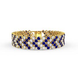 Eternity Five Row 16ct Sapphire and Lab Diamond 9ct Yellow Gold Tennis Bracelet"