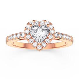 Eternity 1ct Lab Diamond Heart Halo 18ct Rose Gold Engagement Ring