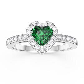 Eternity 1ct Emerald Heart Lab Diamond Halo 9ct White Gold Proposal Ring