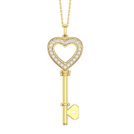Moissanite Heart 18ct Gold Vermeil Key Pendant