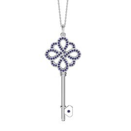 Sapphire Infinity Platinum plated Silver Key Pendant