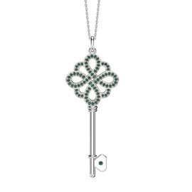 Emerald Infinity Platinum plated Silver Key Pendant