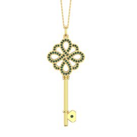 Emerald Infinity 18ct Gold Vermeil Key Pendant