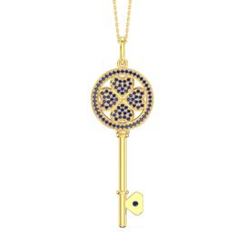 Sapphire Clover 18ct Gold Vermeil Key Pendant