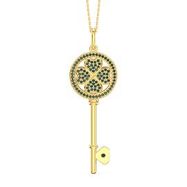 Emerald Clover 18ct Gold Vermeil Key Pendant