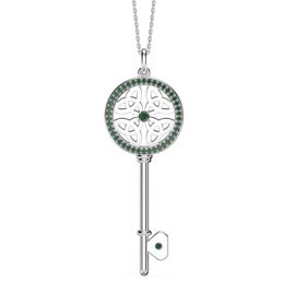 Emerald Trinity Knot Platinum plated Silver Key Pendant