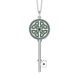 Emerald Celtic Knot Platinum plated Silver Key Pendant