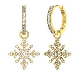 Moissanite Snowflake 18ct Gold Vermeil Interchangeable Earring Hoop Drop Set