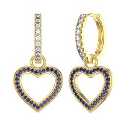 Sapphire Heart 18ct Gold Vermeil Interchangeable Hoop Drop Set