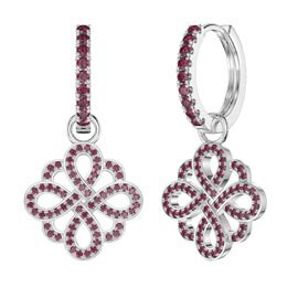 Ruby Infinity Platinum plated Silver Interchangeable Ruby Hoop Drop Set