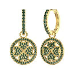 Emerald Clover 18ct Gold Vermeil Interchangeable Emerald Hoop Drop Set