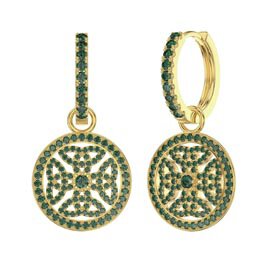 Emerald Celtic Knot 18ct Gold Vermeil Interchangeable Emerald Hoop Drop Set