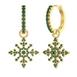 Emerald Snowflake 18ct Gold Vermeil Interchangeable Emerald Hoop Drop Set