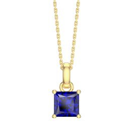 Princess 1ct Sapphire 18ct Gold Vermeil Pendant