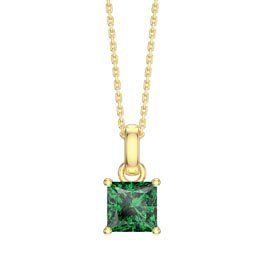 Princess 1ct Emerald 18ct Gold Vermeil Silver Pendant