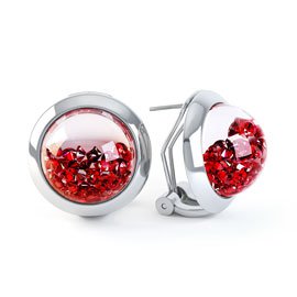 Sapphire Dome 2ct Ruby 18ct White Gold Earrings
