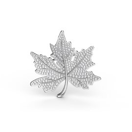 Maple Leaf Moissanite Platinum plated Silver Brooch