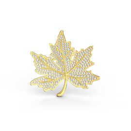 Maple Leaf Moissanite 9ct Yellow Gold Brooch