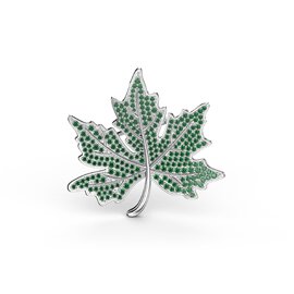 Maple Leaf Emerald 9ct White Gold Brooch