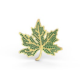Maple Leaf Emerald 9ct Yellow Gold Brooch