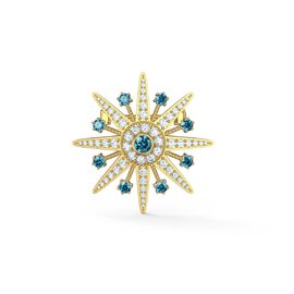 Starburst Topaz and Moissanite 9ct Yellow Gold Brooch