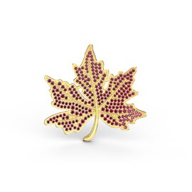 Maple Leaf Ruby 18ct Gold Vermeil Brooch