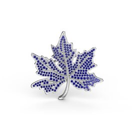 Maple Leaf Sapphire Platinum plated Silver Brooch