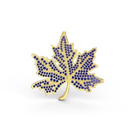 Maple Leaf Sapphire 9ct Yellow Gold Brooch