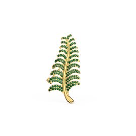 Fern Leaf Emerald 9ct Yellow Gold Brooch